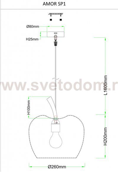 Светильник подвесной Crystal Lux AMOR SP1 WHITE (0130/201)