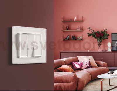 Лицевая панель ALFA (Белый глянец) для 3-клавишных выключателей QUANT AP1050 Ambrella Volt