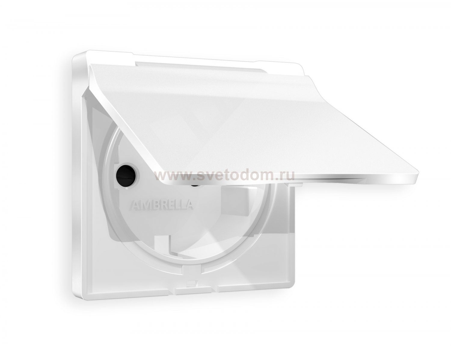 Лицевая панель ALFA (Белый глянец) для электрической розетки с заземлением со шторками и крышкой IP44 QUANT AP1080 Ambrella Volt