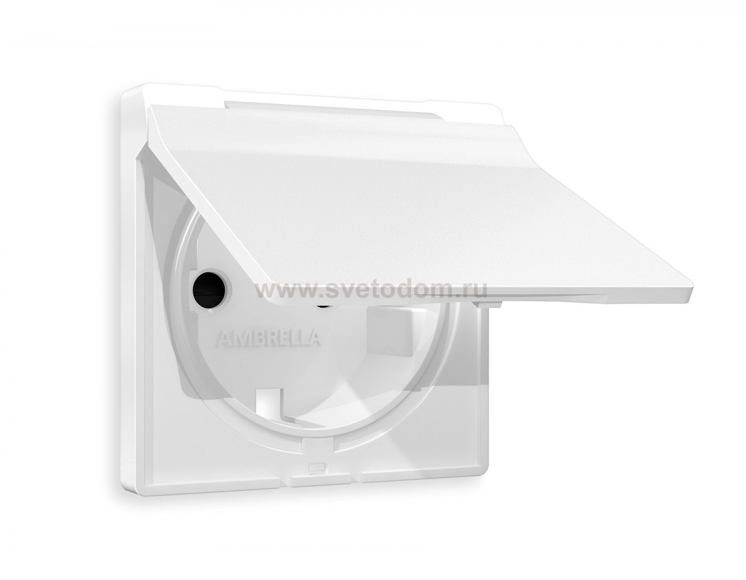 Лицевая панель ALFA (Белый матовый) для электрической розетки с/з со шторками и крышкой IP44 QUANT AP1280 Ambrella Volt