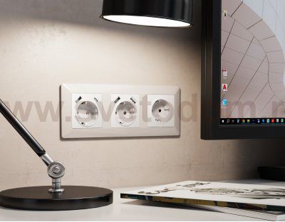 Лицевая панель ALFA (Белый матовый) для электрической розетки с/з со шторками 2USB A+A QUANT AP1290 Ambrella Volt