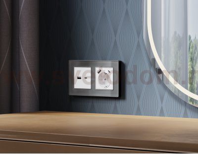 Лицевая панель ALFA (Белый матовый) для розетки 2USB A+C QUANT AP1310 Ambrella Volt