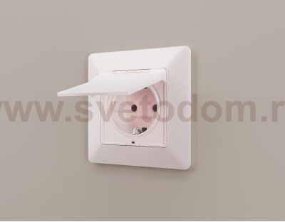 Лицевая панель ALFA (Жемчуг) для электрической розетки с заземлением со шторками и крышкой IP44 QUANT AP2080 Ambrella Volt