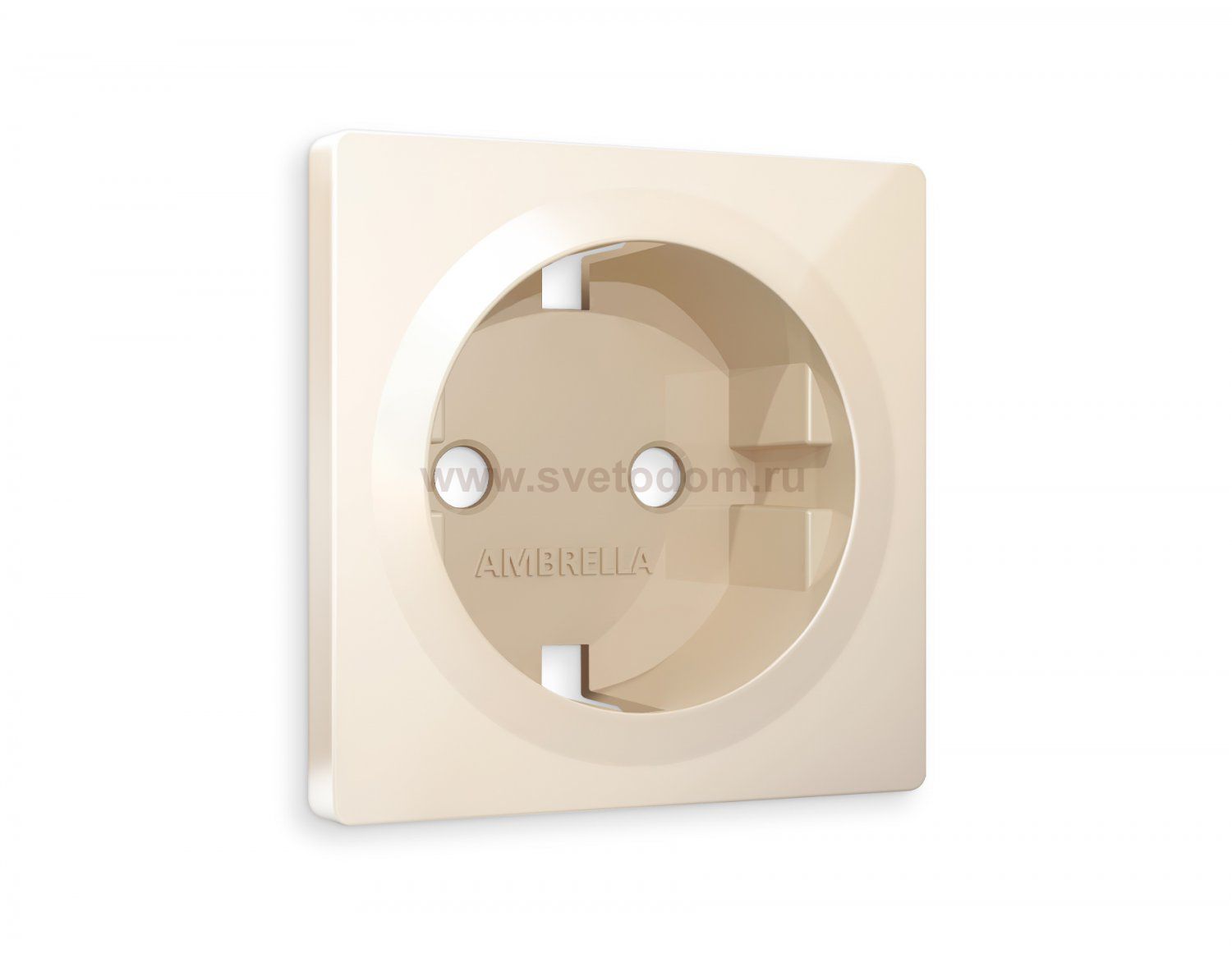 Лицевая панель ALFA (Бежевый глянец) для электрической розетки с заземлением QUANT AP3060 Ambrella Volt