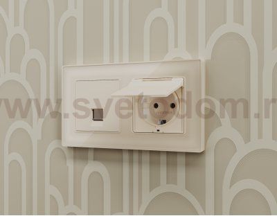 Лицевая панель ALFA (Бежевый матовый) для компьютерной/телефонной розетки RJ-45/RJ-11 QUANT AP3320 Ambrella Volt