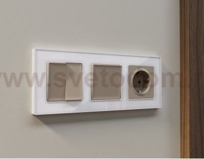 Лицевая панель ALFA (Серо-бежевый матовый) для 1-клавишных выключателей QUANT AP3610 Ambrella Volt