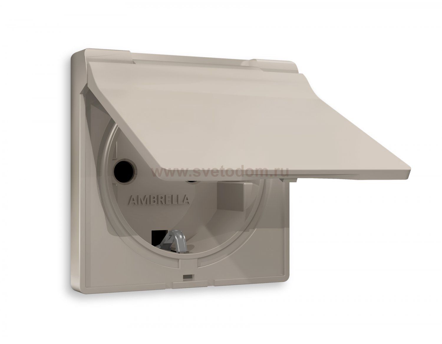 Лицевая панель ALFA (Серо-бежевый матовый) для электрической розетки с/з со шторками и крышкой IP44 QUANT AP3680 Ambrella Volt