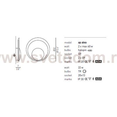Настенный светильник Axo Light AP36XXXXCSXXG9X