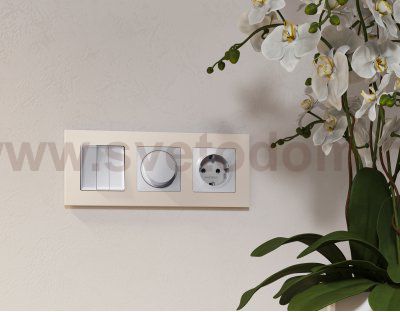 Лицевая панель ALFA (Серебро глянец) для светорегулятора универсального QUANT AP4055 Ambrella Volt