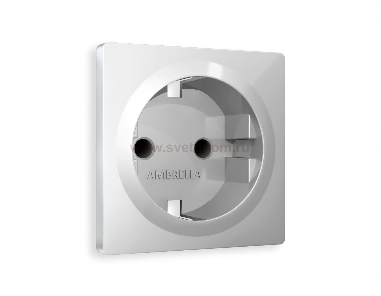Лицевая панель ALFA (Серебро глянец) для электрической розетки с заземлением со шторками QUANT AP4070 Ambrella Volt