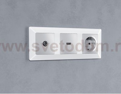 Лицевая панель ALFA (Серебро глянец) для HDMI розетки QUANT AP4140 Ambrella Volt