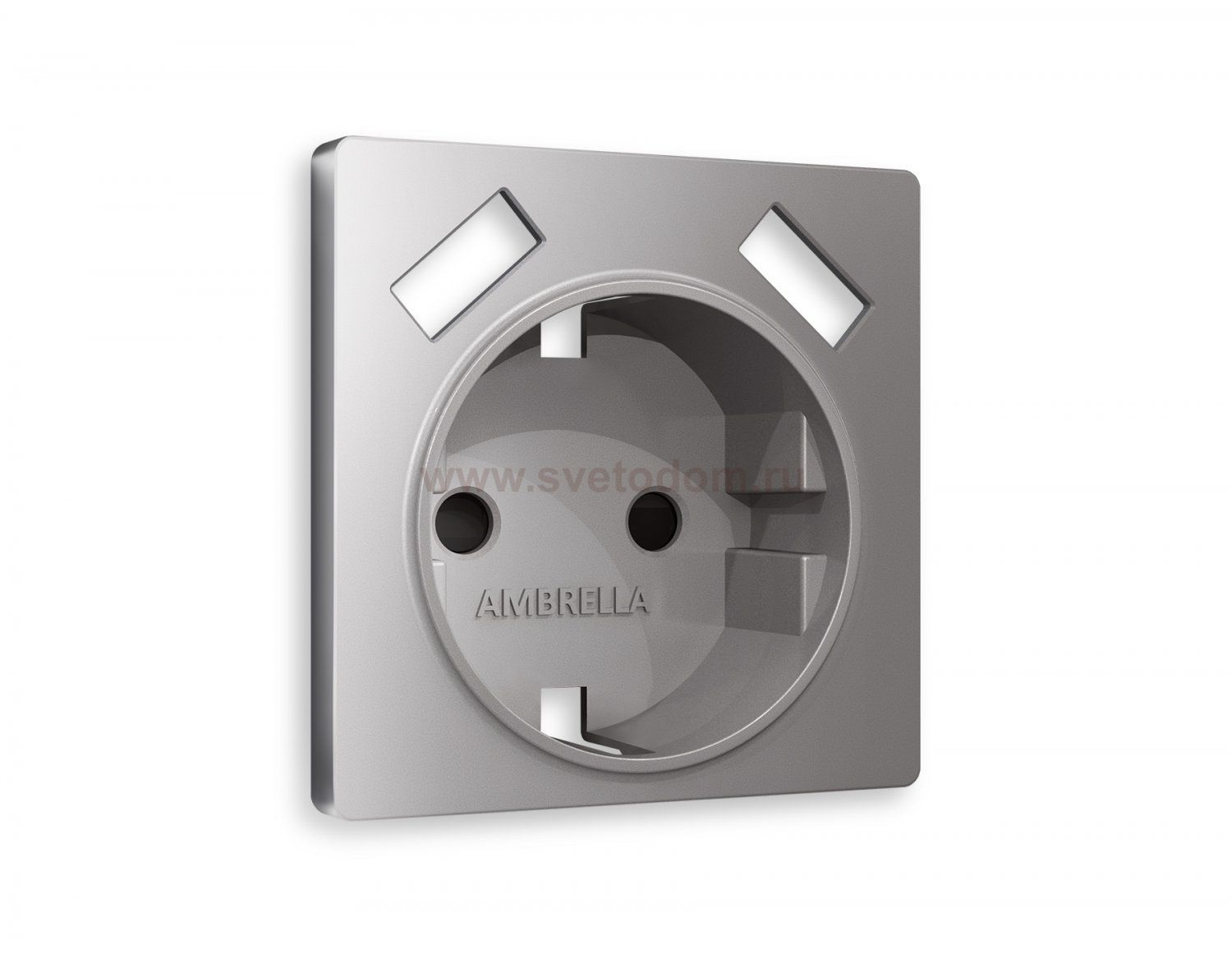 Лицевая панель ALFA (Сталь матовый) для электрической розетки с заземлением со шторками 2USB A+A QUANT AP5090 Ambrella Volt
