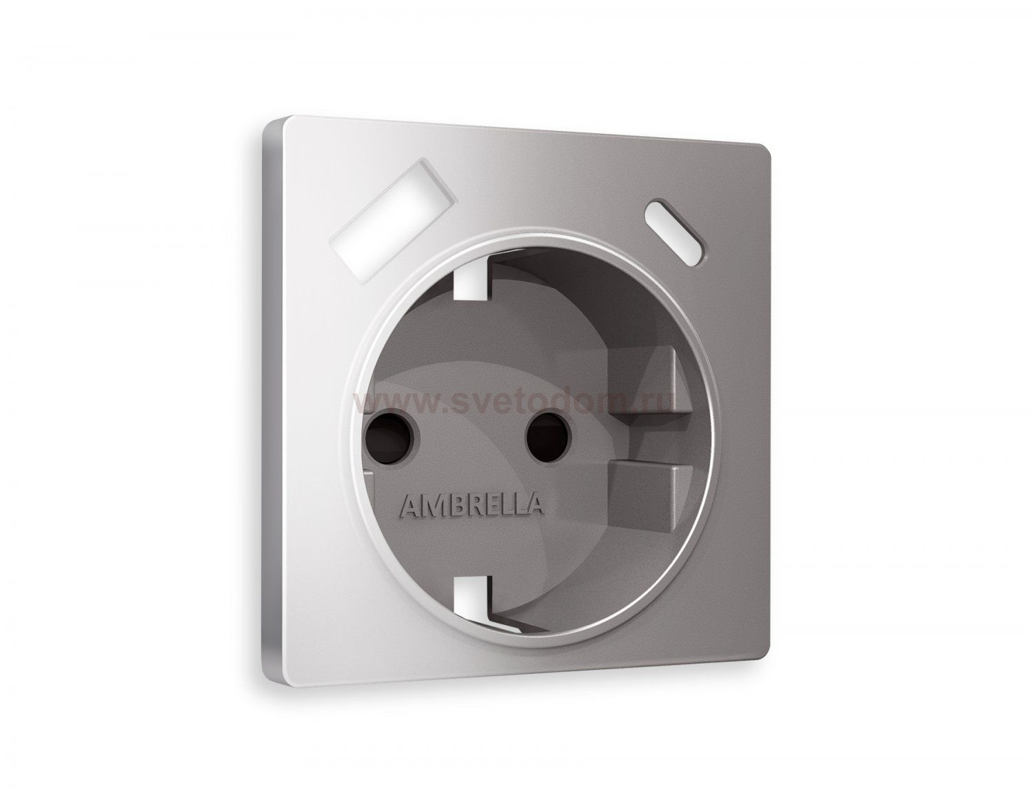 Лицевая панель ALFA (Сталь матовый) для электрической розетки с заземлением со шторками 2USB A+C QUANT AP5100 Ambrella Volt