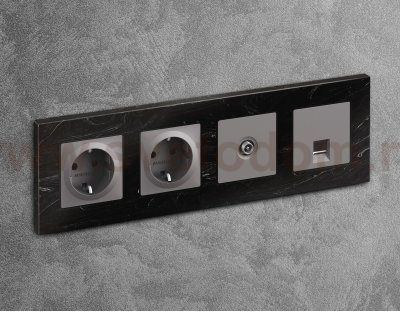 Лицевая панель ALFA (Сталь матовый) для TV розетки QUANT AP5130 Ambrella Volt