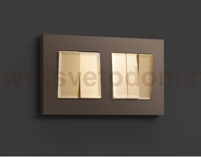 Лицевая панель ALFA (Шампань) для 2-клавишных выключателей QUANT AP6030 Ambrella Volt