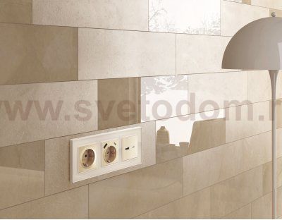 Лицевая панель ALFA (Шампань) для электрической розетки с заземлением со шторками 2USB A+C QUANT AP6100  Ambrella Volt