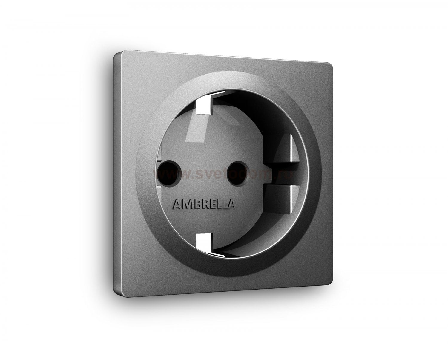 Лицевая панель ALFA (Антрацит серый) для электрической розетки с заземлением со шторками QUANT AP6570 Ambrella Volt
