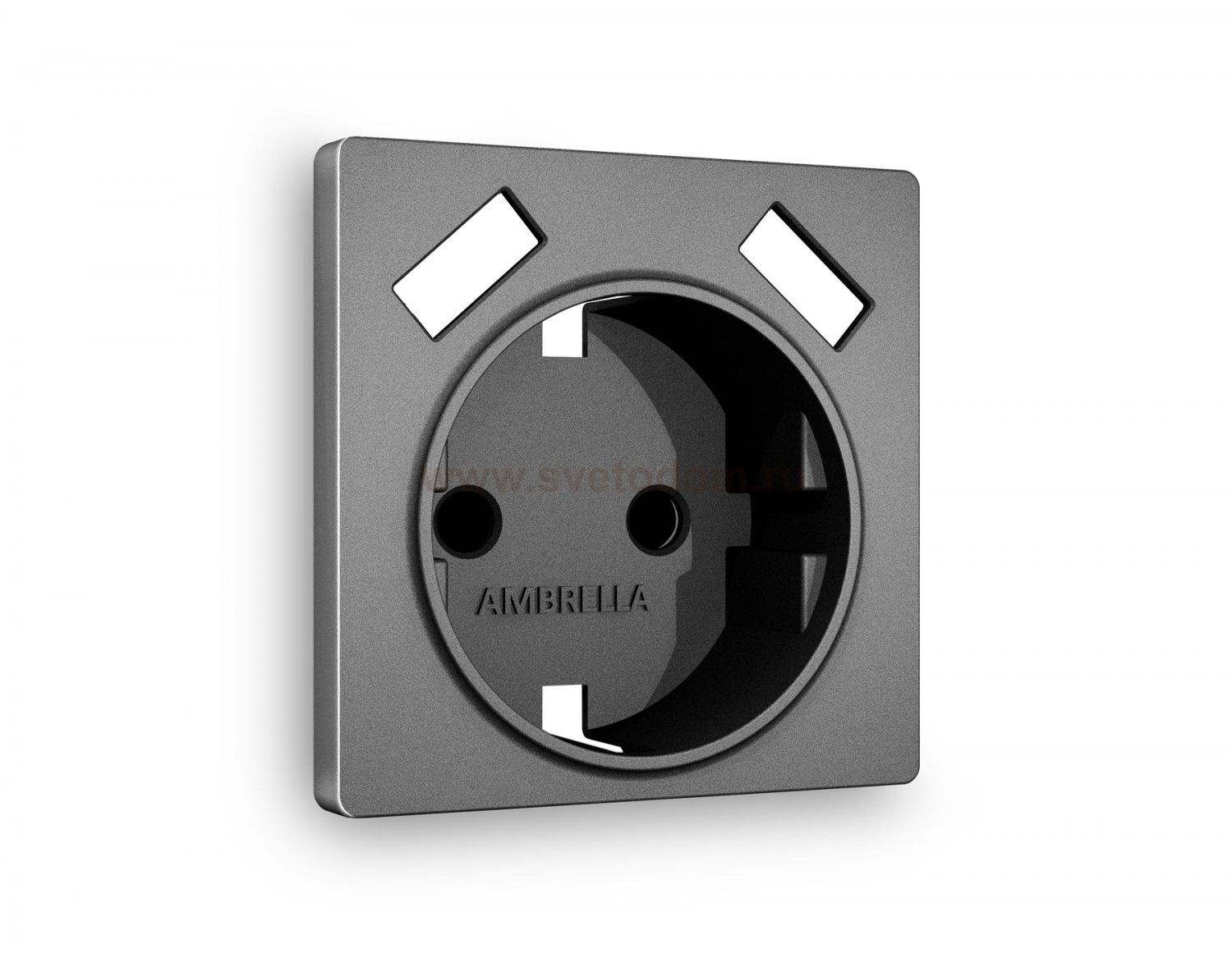 Лицевая панель ALFA (Антрацит серый) для электрической розетки с заземлением со шторками 2USB A+A QUANT AP6590 Ambrella Volt