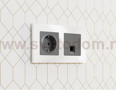 Лицевая панель ALFA (Антрацит серый) для компьютерной/телефонной розетки RJ-45/RJ-11 QUANT AP6620 Ambrella Volt