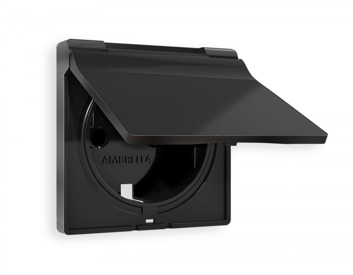 Лицевая панель ALFA (Черный матовый) для электрической розетки с заземлением со шторками и крышкой IP44 QUANT AP8080 Ambrella Volt