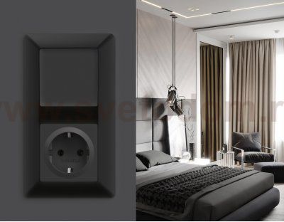 Лицевая панель ALFA (Графит Мягкое касание) для 1-клавишных выключателей QUANT AP9010 Ambrella Volt