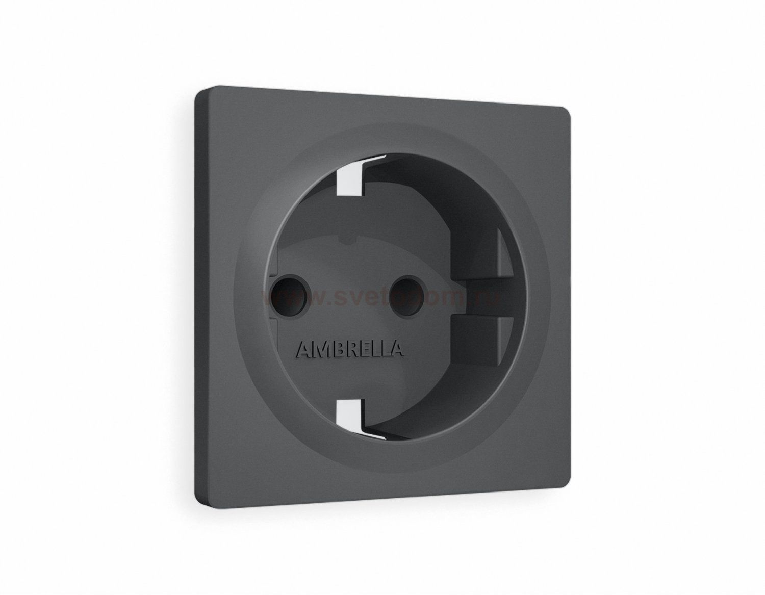 Лицевая панель OMEGA (Графит Мягкое касание) для электрической розетки с заземлением со шторками QUANT OP9070 Ambrella Volt