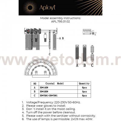 Светильник настенный (Бра) Aployt APL.795.01.02 Elouisa