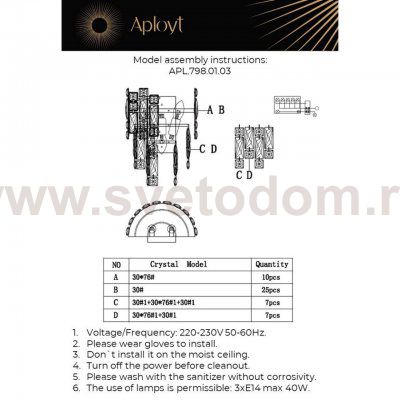 Светильник настенный (Бра) Aployt APL.798.01.03 Lorenzo