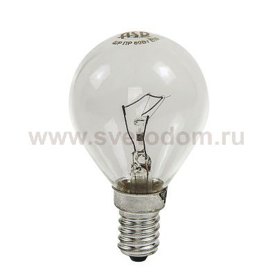 Лампа накаливания ШАР P45 60Вт 220В Е14 ПР 630Лм ASD