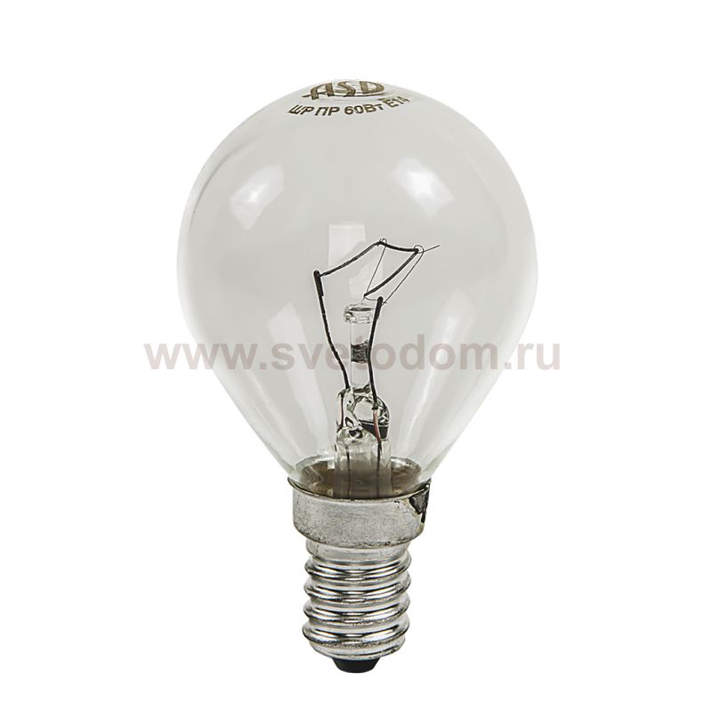Лампа накаливания ШАР P45 40Вт 220В Е14 ПР 380Лм ASD
