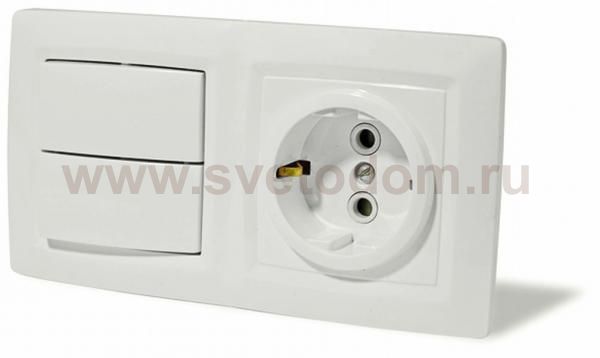 Lexel Этюд Выключатель 2-клав+розетка BPA16-242B