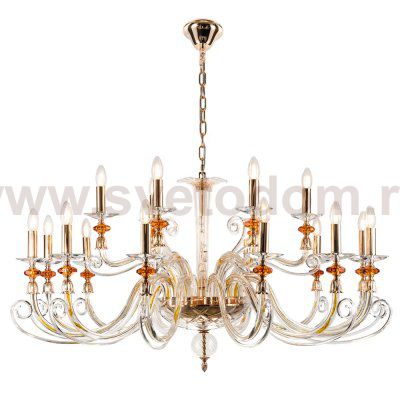Люстра Crystallux CATARINA SP12+6 V2 GOLD/TRANSPARENT-COGNAC CATARINA