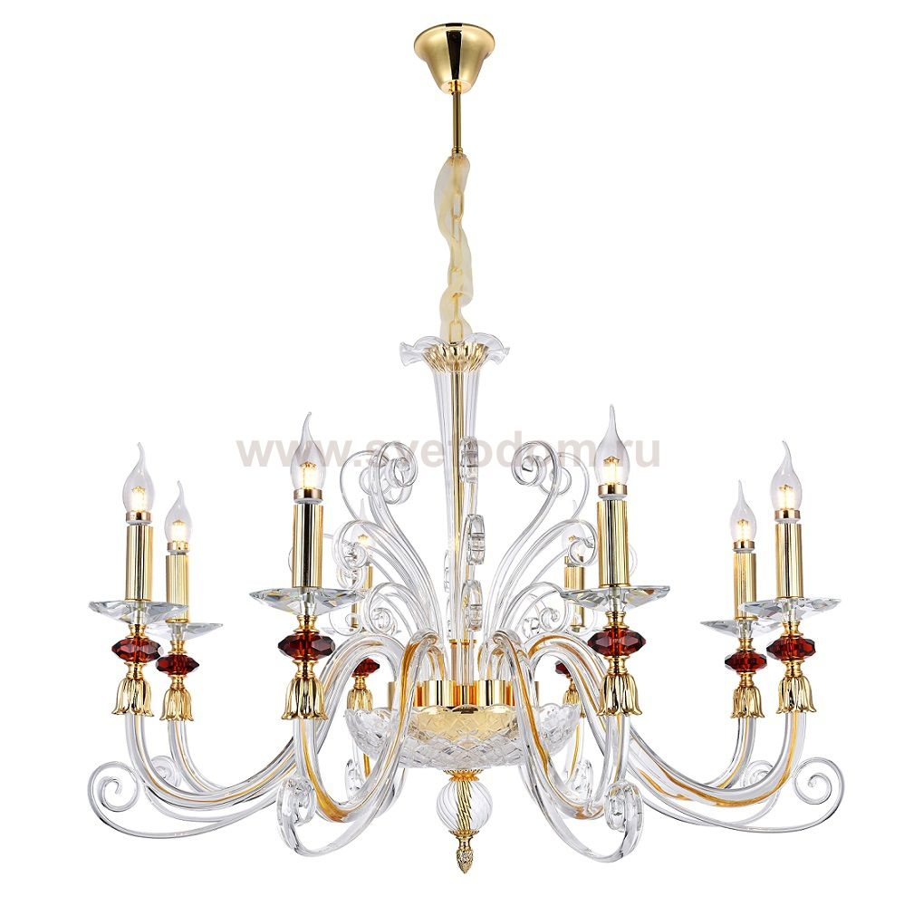 Люстра Crystal Lux CATARINA SP8 GOLD/TRANSPARENT-COGNAC (1360/308)