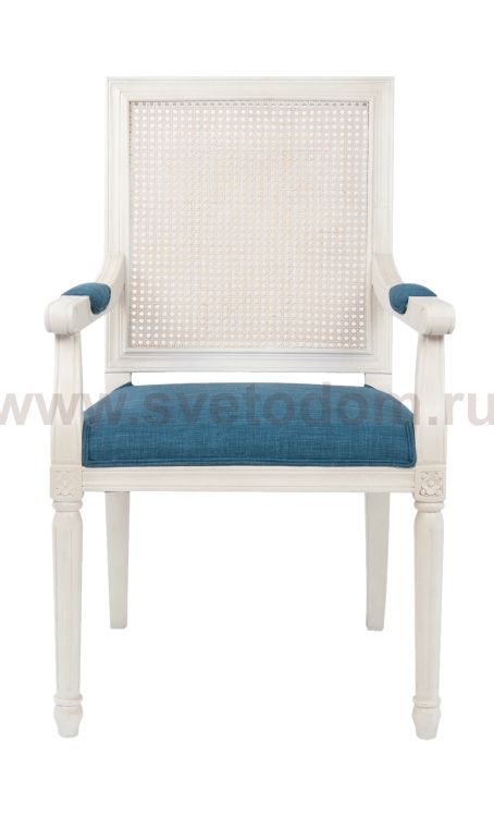 Мягкий стул с подлокотниками Wilton White MAK interior CF-1998B-W Синий