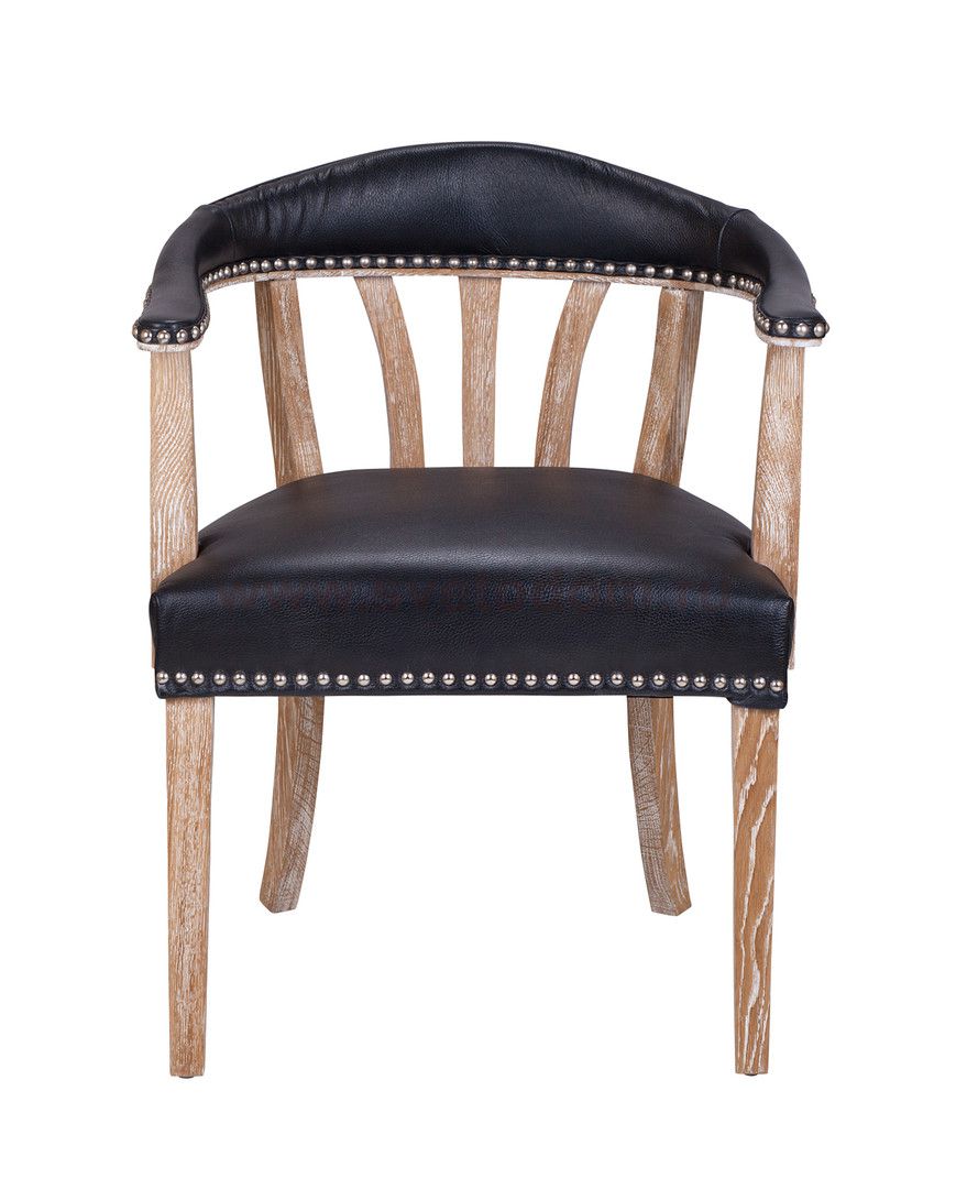 Мягкий стул с подлокотниками Tanner Black Leather MAK interior CH-262-BGL Черный