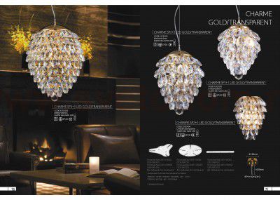 Светильник подвесной Crystal lux CHARME SP2+2 LED GOLD/TRANSPARENT 1372/204