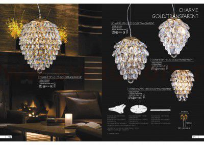 Светильник подвесной Crystal lux CHARME SP3+3 LED GOLD/TRANSPARENT 1372/206