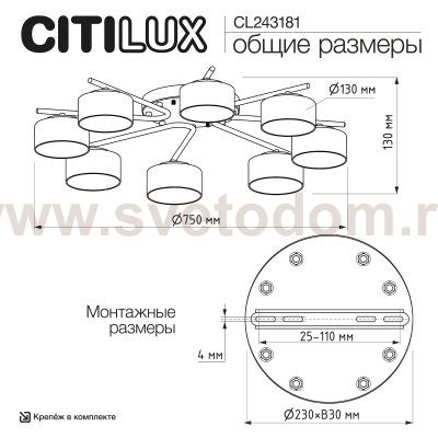 Люстра потолочная Citilux CL243181 ESPACE