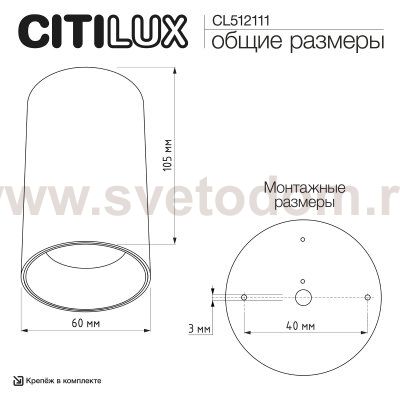 Citilux AXEL CL512111 Накладной светильник Чёрный