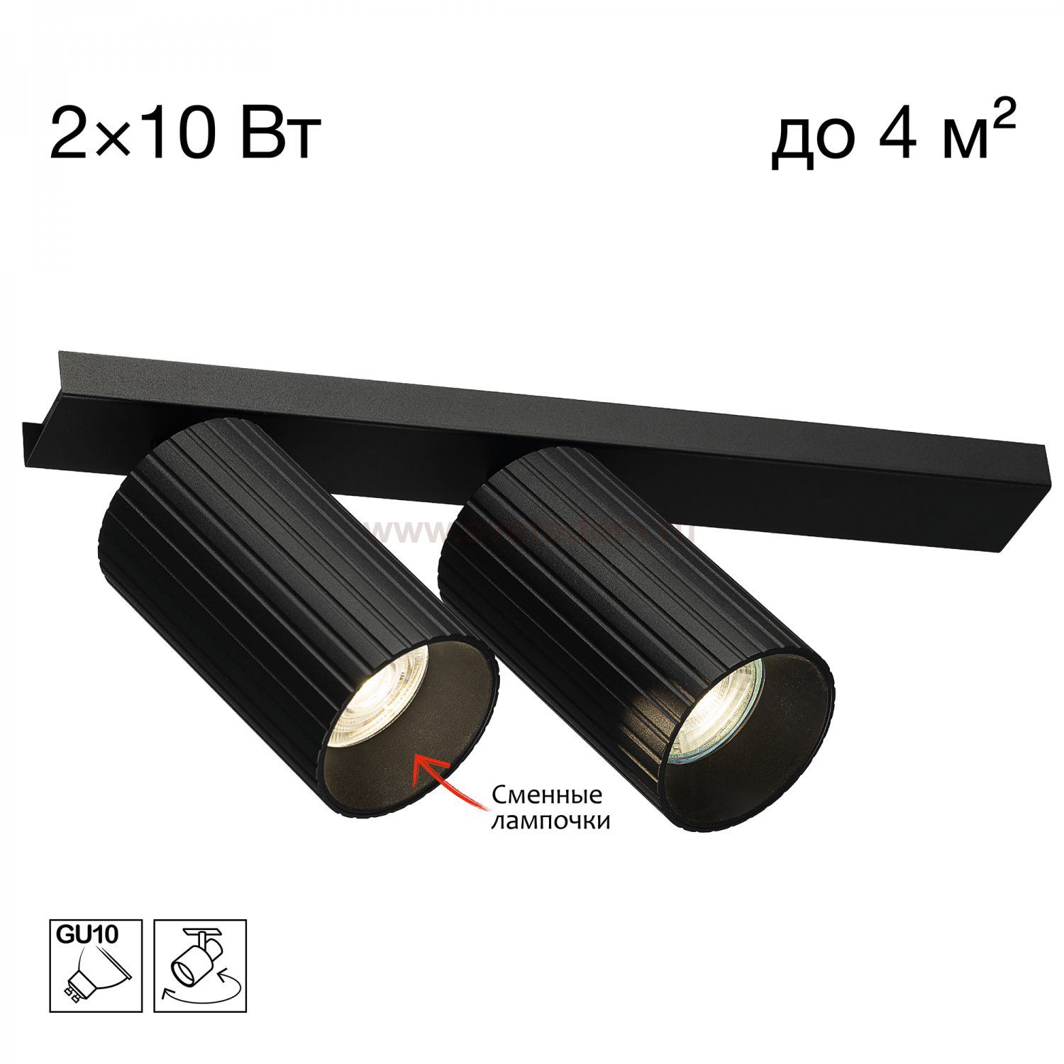 Citilux AXEL CL512521R Спот поворотный двойной Чёрный Рифлёный