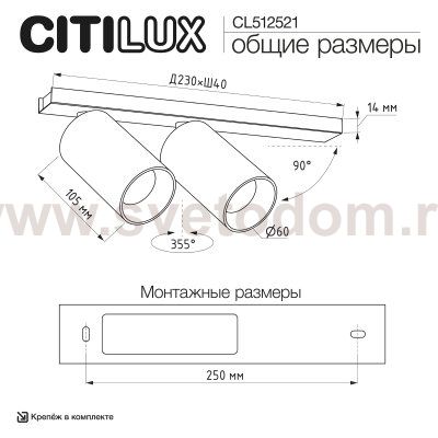 Citilux AXEL CL512521 Спот поворотный двойной Чёрный