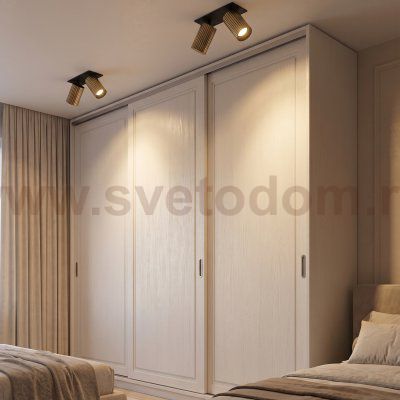 Citilux AXEL CL512D23R Спот поворотный встраиваемый двойной Бронза Рифлёный