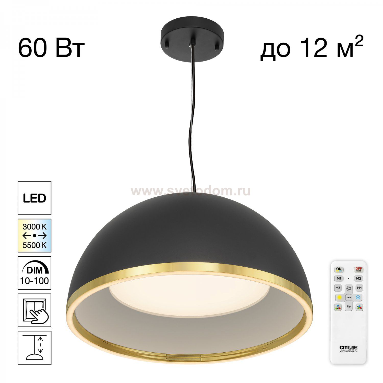 Citilux FLOOM CL736251 Светильник подвесной с пультом Чёрный+Золото