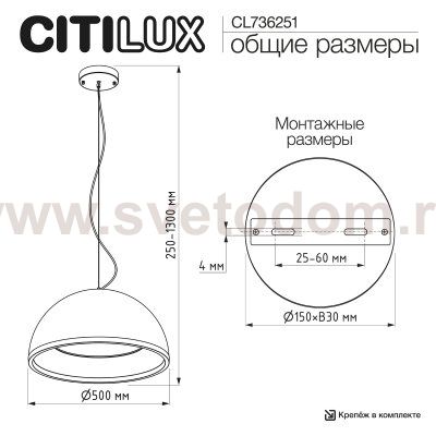 Citilux FLOOM CL736251 Светильник подвесной с пультом Чёрный+Золото
