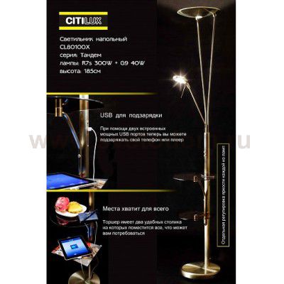 Торшер напольный Citilux cl801001F Тандем