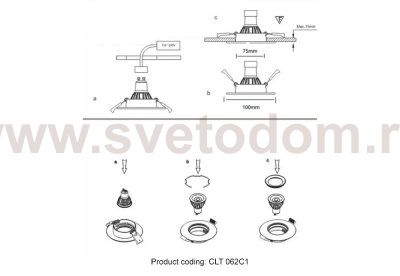 Светильник встраиваемый Crystallux CLT 062C1 WH Velora