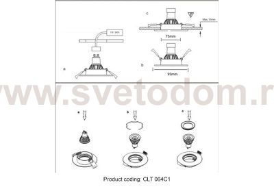 Светильник встраиваемый Crystallux CLT 064C1 BL Velora