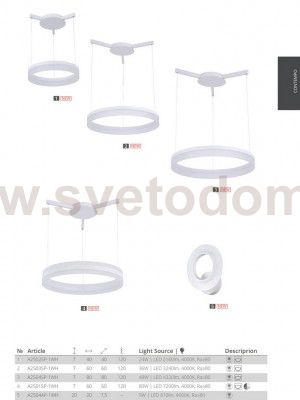 Светильник светодиодный подвесное кольцо 36Вт Arte Lamp A2503SP-1WH SORENTO