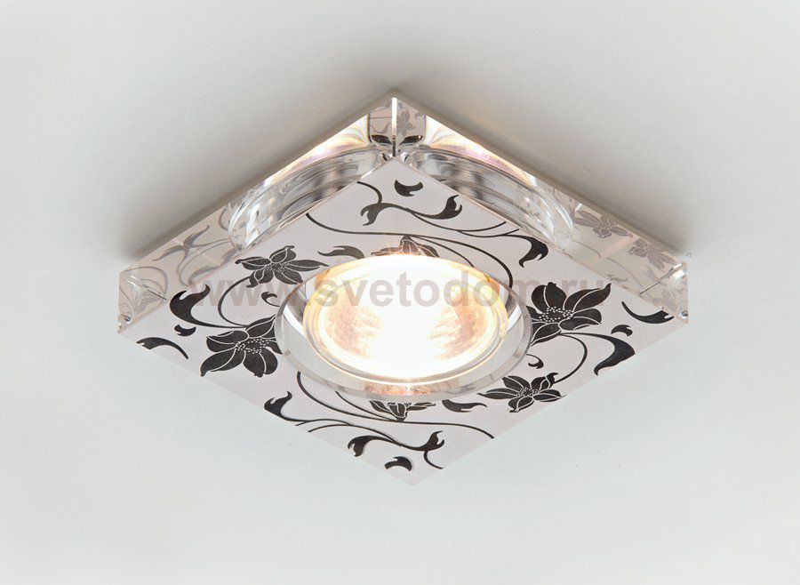 Светильник Ambrella D2035 W/BK белый/черные цветы MR16 