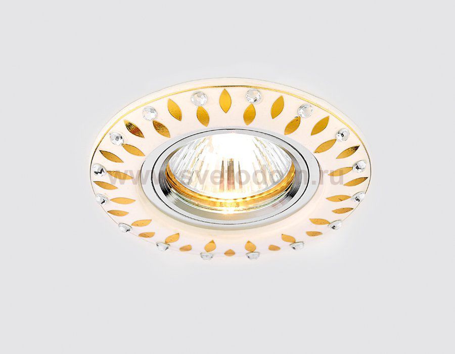 Светильник точечный Ambrella D5533 W/GD белый золотой узор ORGANIC SPOT